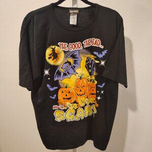 Halloween Short Sleeve Graphic Top Size XL Black the Good the Bad and the Scary